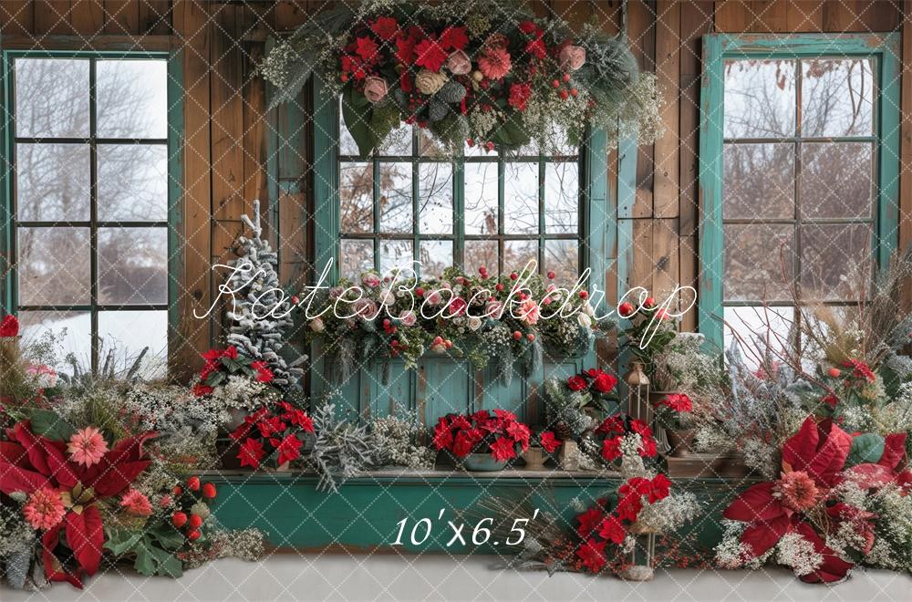 Kate Floral Barn Christmas Windows Backdrop Designed by Laura Bybee - Kate Backdrop AU