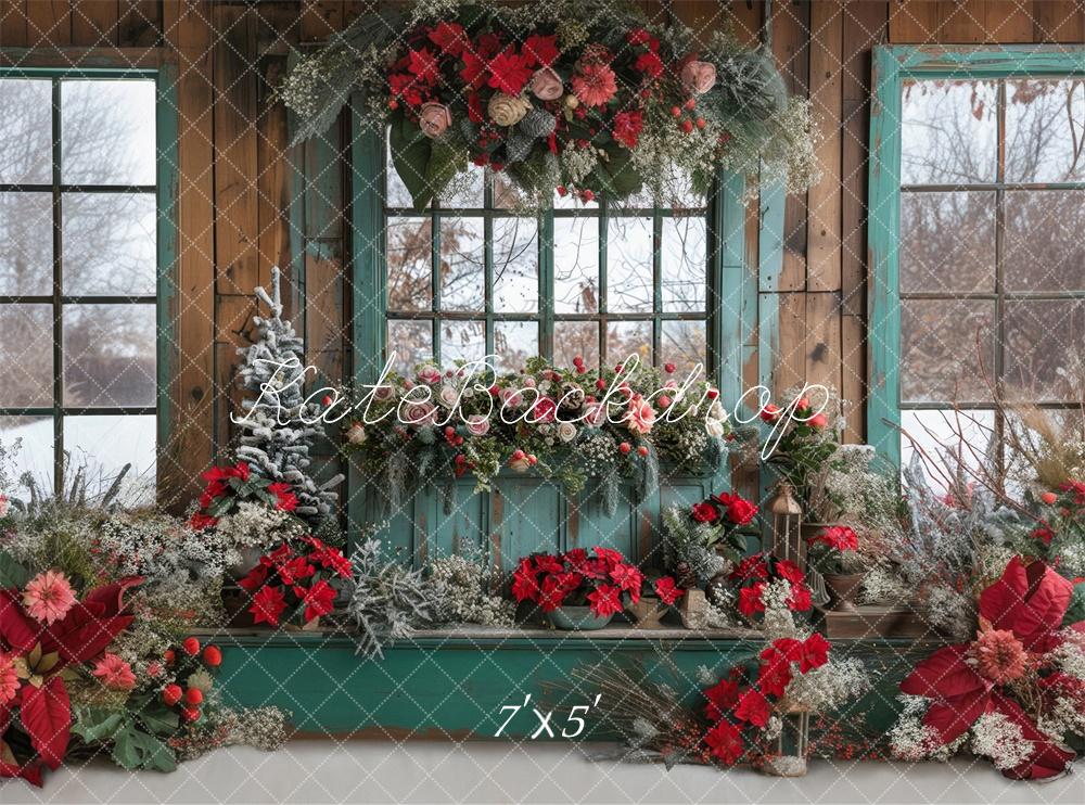 Kate Floral Barn Christmas Windows Backdrop Designed by Laura Bybee - Kate Backdrop AU