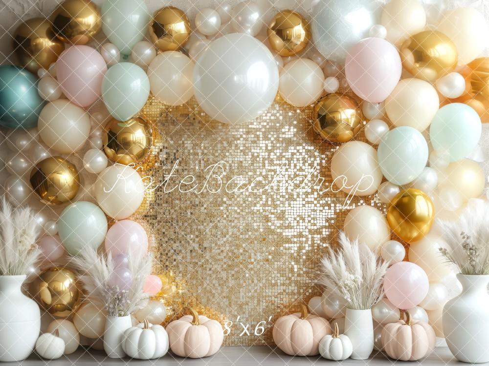 Kate Pastel Pumpkin Sequin Wall Backdrop Designed by Mini MakeBelieve - Kate Backdrop AU