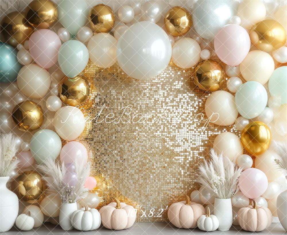 Kate Pastel Pumpkin Sequin Wall Backdrop Designed by Mini MakeBelieve - Kate Backdrop AU