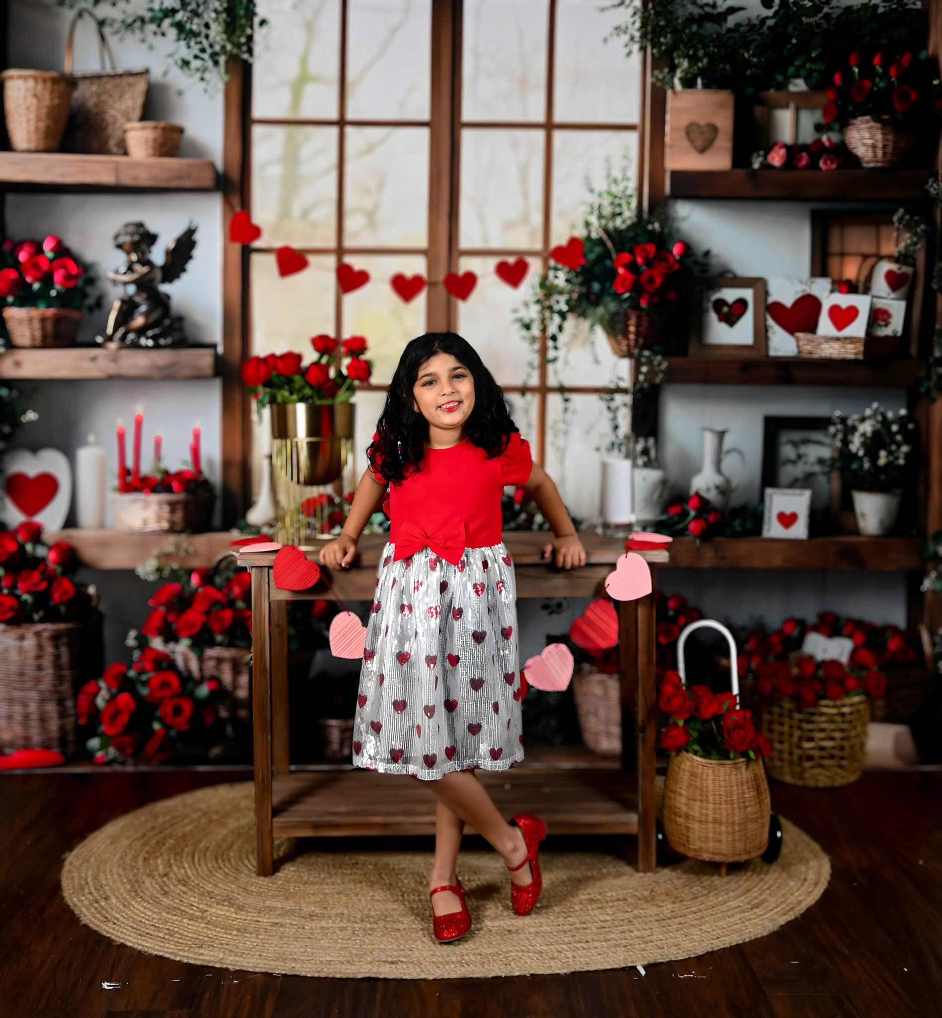 Kate Valentine's Day Roses Shelves Backdrop Designed by Emetselch - Kate Backdrop AU
