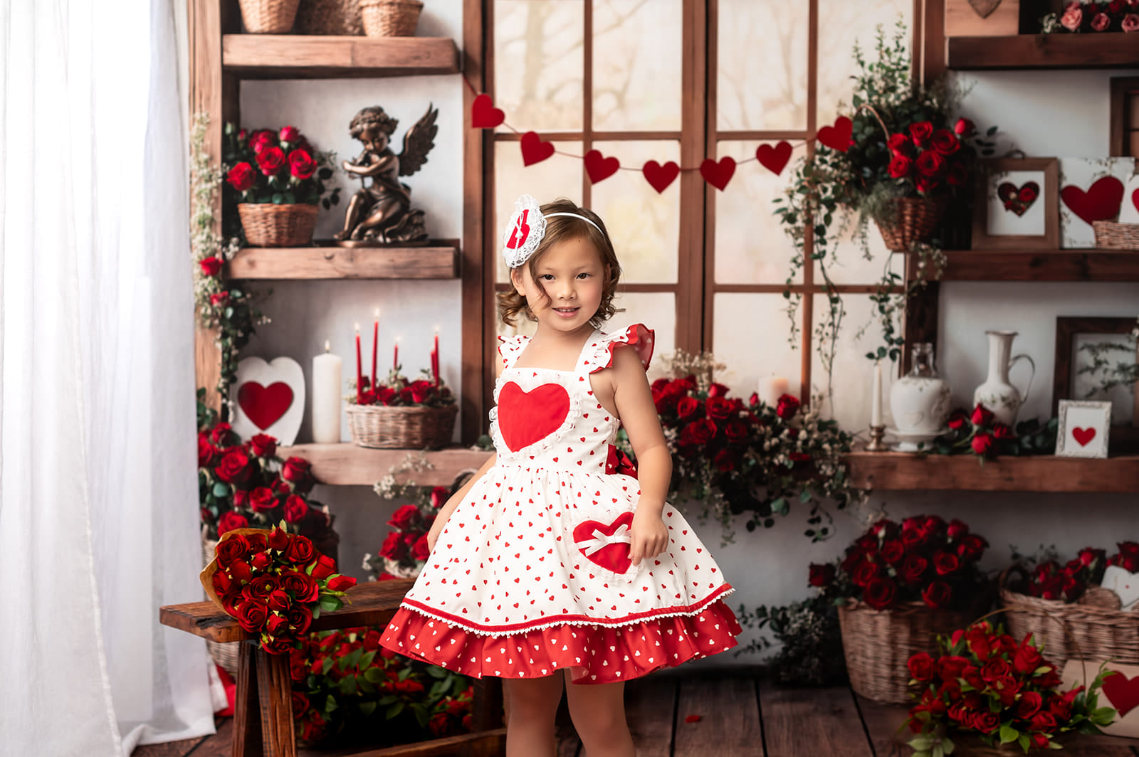 Kate Valentine's Day Roses Shelves Backdrop Designed by Emetselch - Kate Backdrop AU