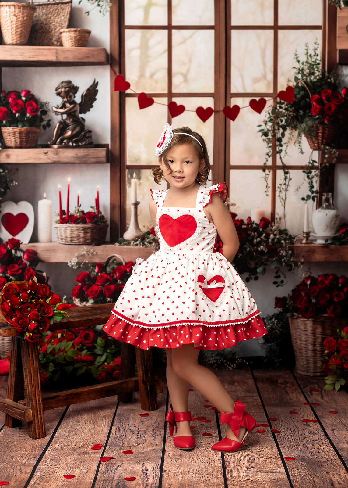 Kate Valentine's Day Roses Shelves Backdrop Designed by Emetselch - Kate Backdrop AU