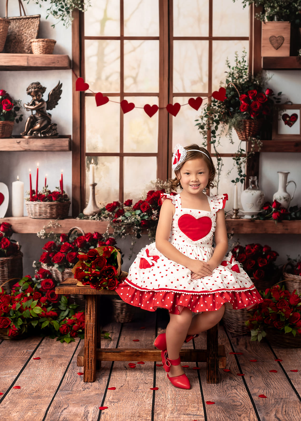 Kate Valentine's Day Roses Shelves Backdrop Designed by Emetselch - Kate Backdrop AU