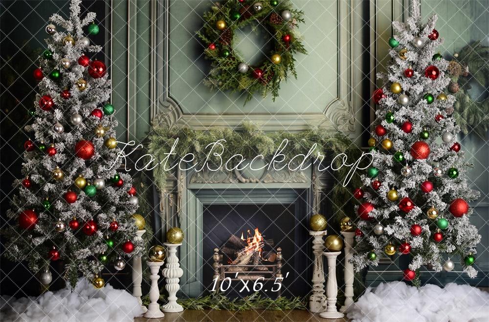 Kate Decorated Elegant Christmas Fireplace Backdrop Designed by Mandy Ringe Photography - Kate Backdrop AU