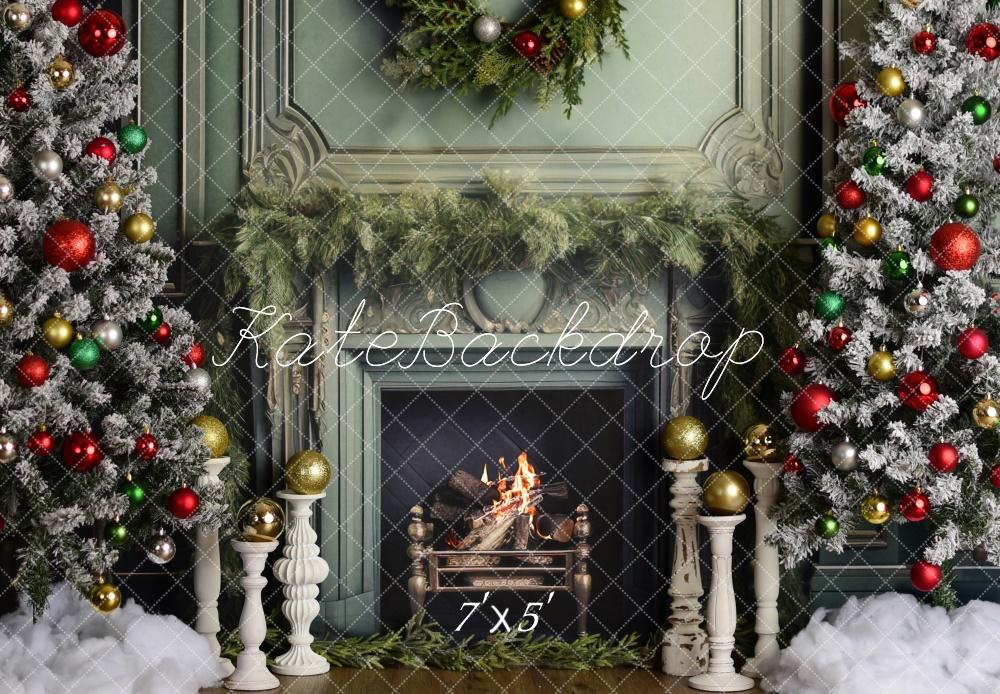 Kate Decorated Elegant Christmas Fireplace Backdrop Designed by Mandy Ringe Photography - Kate Backdrop AU