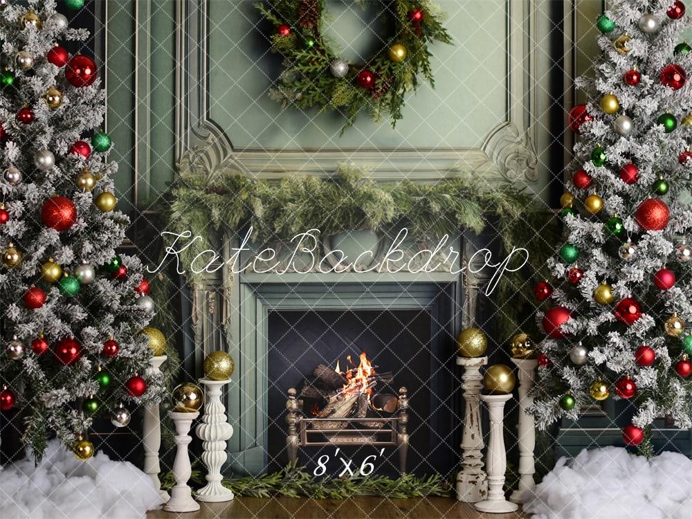 Kate Decorated Elegant Christmas Fireplace Backdrop Designed by Mandy Ringe Photography - Kate Backdrop AU