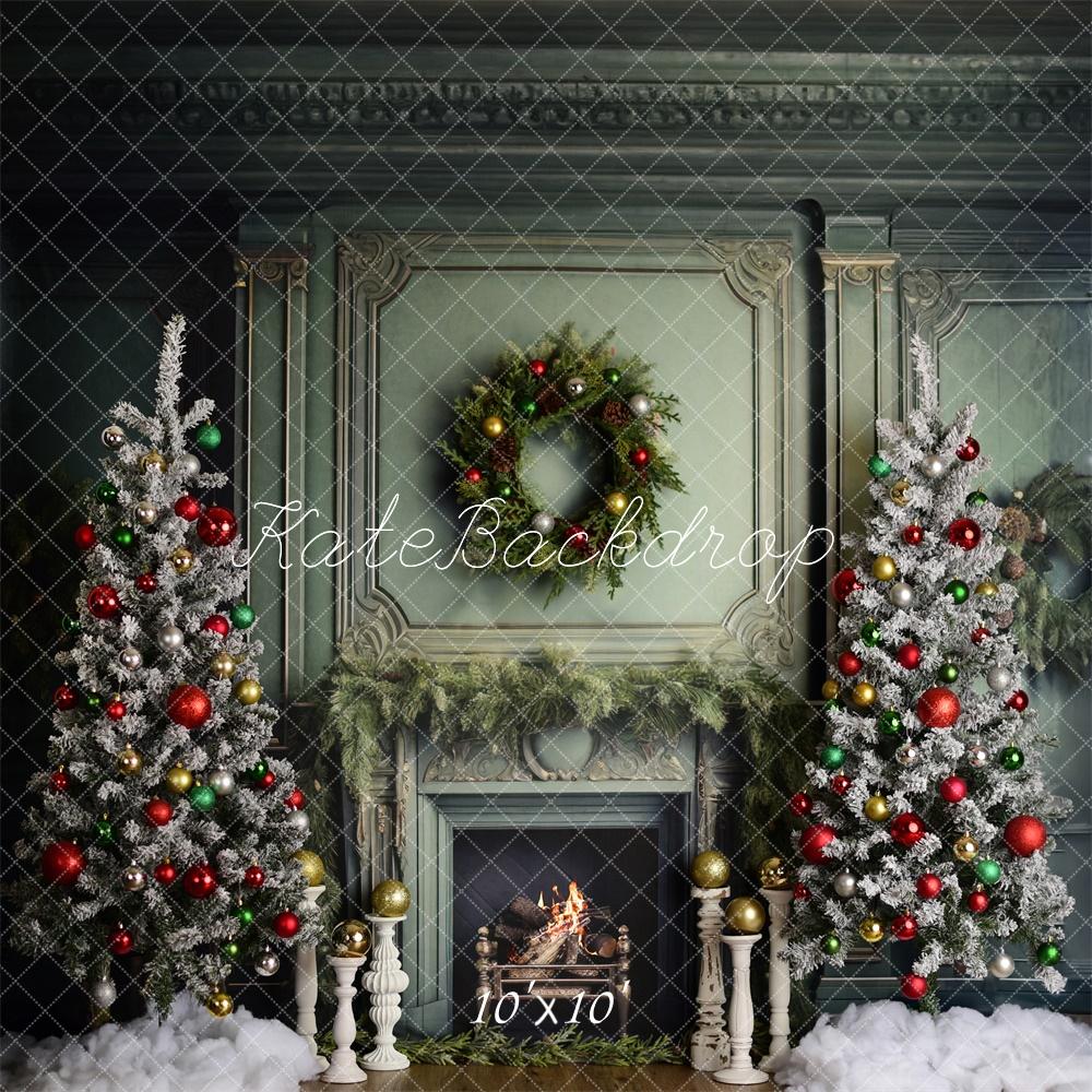 Kate Decorated Elegant Christmas Fireplace Backdrop Designed by Mandy Ringe Photography - Kate Backdrop AU