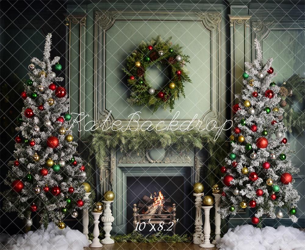 Kate Decorated Elegant Christmas Fireplace Backdrop Designed by Mandy Ringe Photography - Kate Backdrop AU
