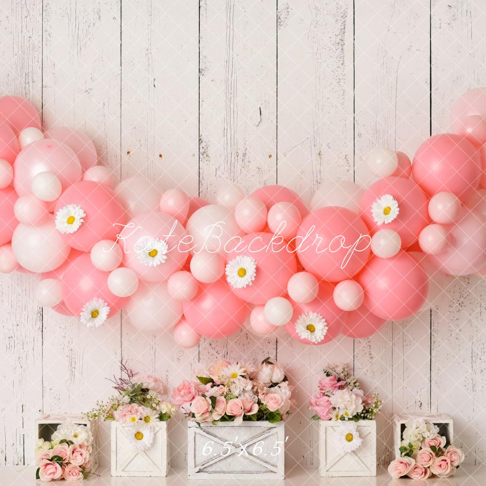 Kate Pink Birthday Balloons Backdrop Designed by Mandy Ringe Photography - Kate Backdrop AU