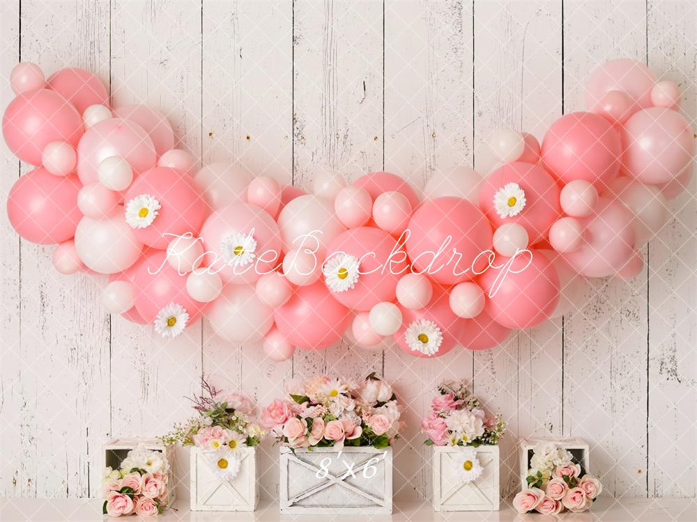 Kate Pink Birthday Balloons Backdrop Designed by Mandy Ringe Photography - Kate Backdrop AU