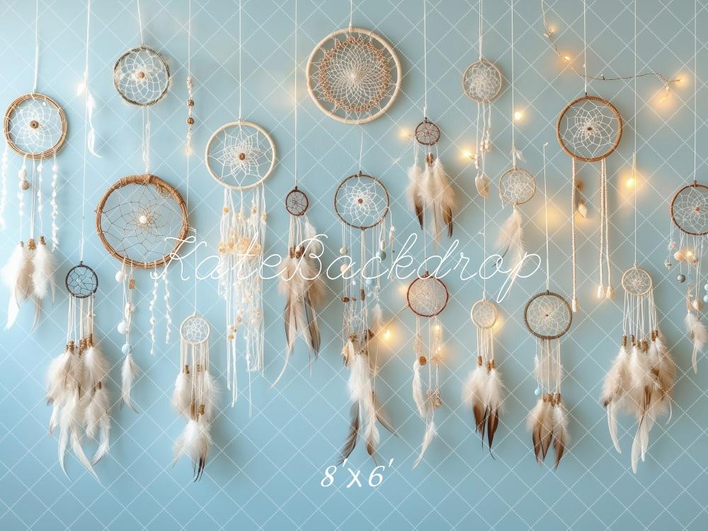 Kate Bohemian Dreamcatchers Backdrop Blue Mother's Day Designed by Patty Robert - Kate Backdrop AU