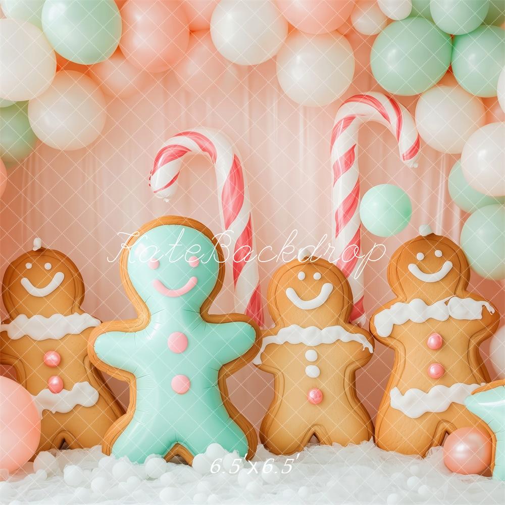 Kate Christmas Gingerbread Balloons Backdrop Designed by Patty Robert - Kate Backdrop AU