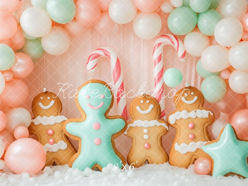 Kate Christmas Gingerbread Balloons Backdrop Designed by Patty Robert - Kate Backdrop AU