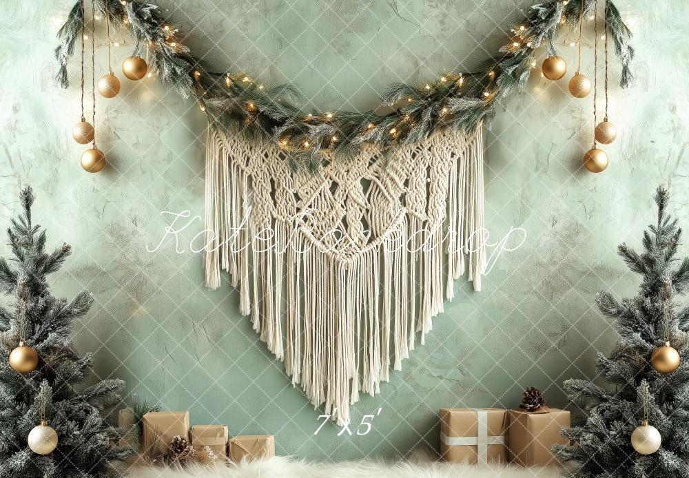 Kate Frosted Garland Macrame Christmas Backdrop Designed by Patty Robert - Kate Backdrop AU