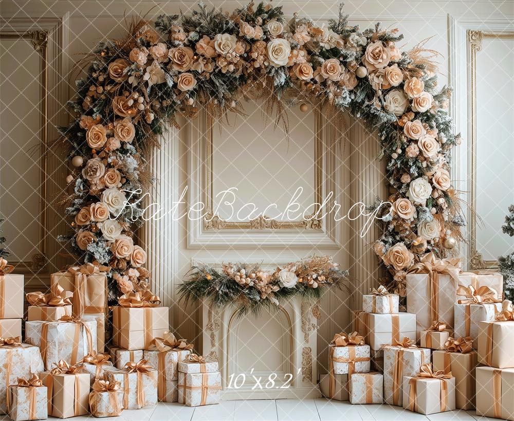 Kate Golden Rose Arch Christmas Gifts Backdrop Designed by Patty Robert - Kate Backdrop AU
