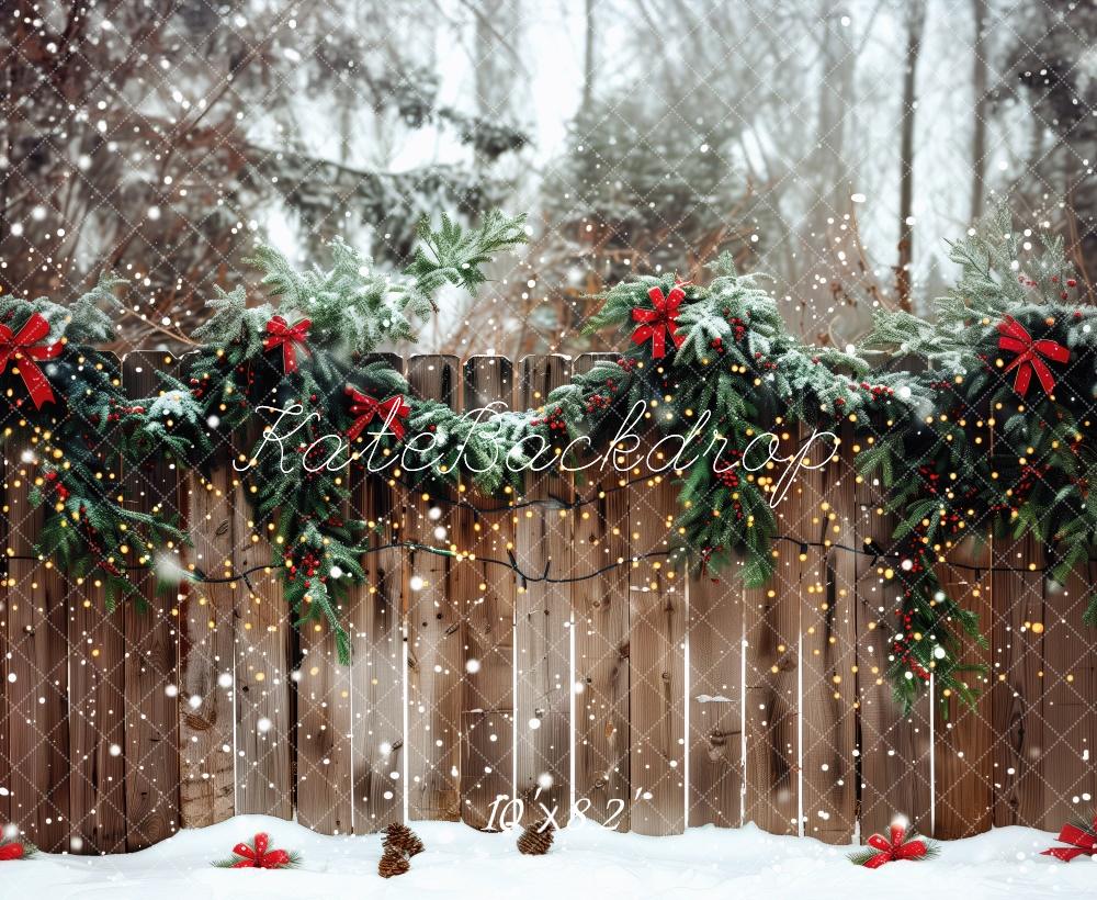 Kate Outside Christmas Fence Backdrop Designed by Patty Roberts - Kate Backdrop AU