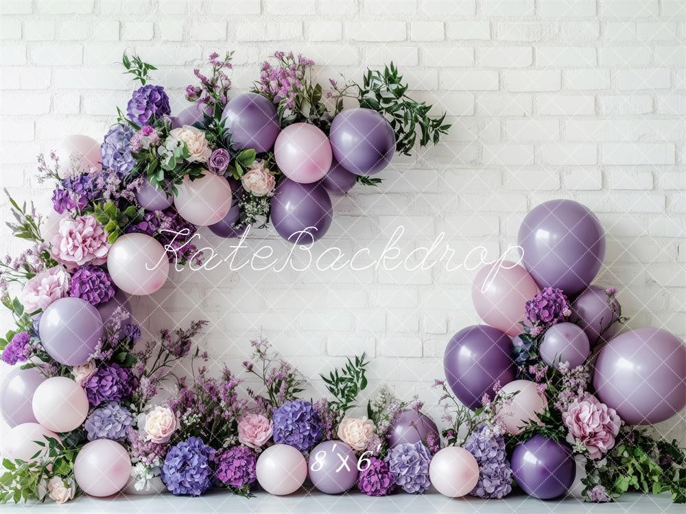 Kate Purple Pink Balloon Garland Backdrop Cake Smash Designed by Patty Roberts