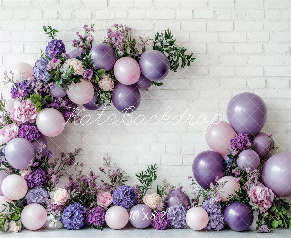 Kate Purple Pink Balloon Garland Backdrop Cake Smash Designed by Patty Roberts