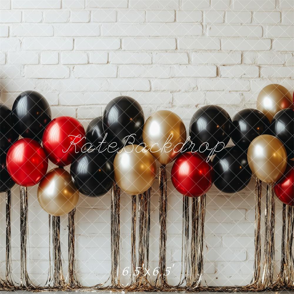 Kate Balloons Smash Cake White Brick Wall Backdrop Designed by Patty Roberts - Kate Backdrop AU