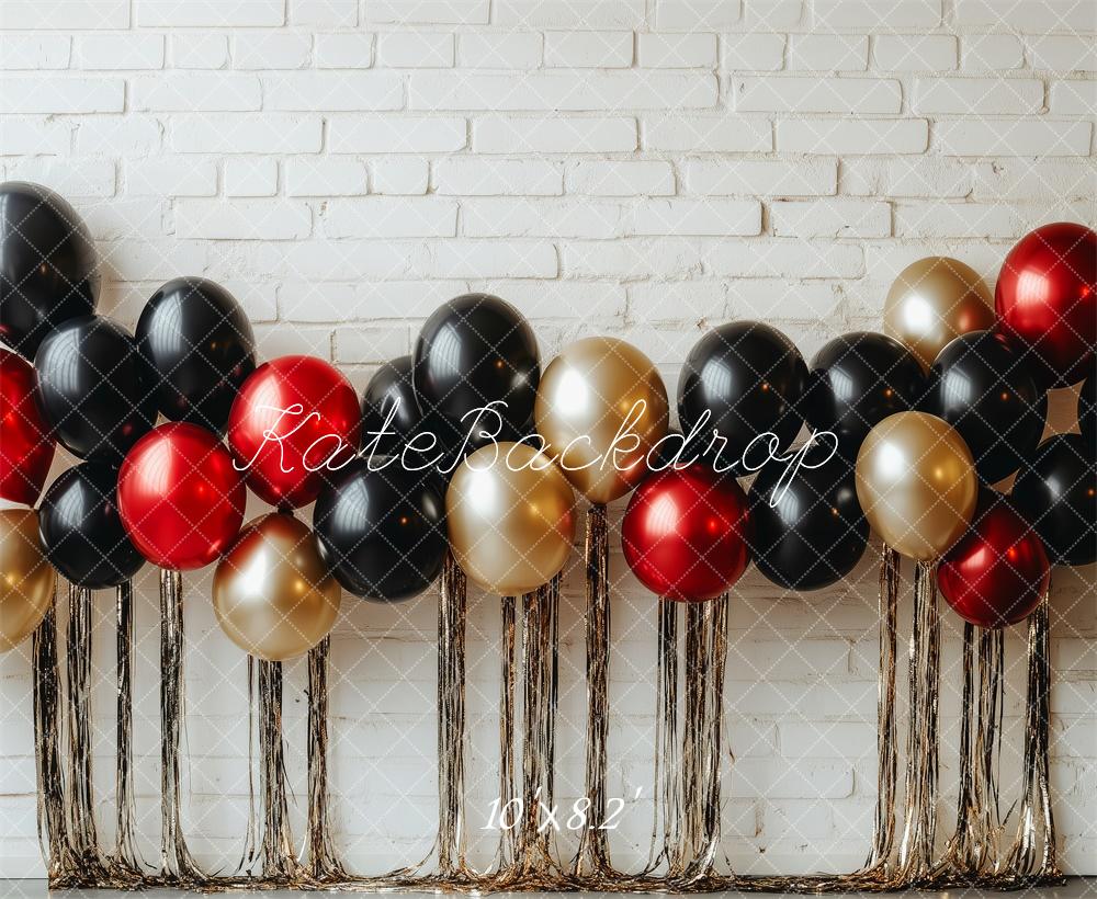 Kate Balloons Smash Cake White Brick Wall Backdrop Designed by Patty Roberts - Kate Backdrop AU