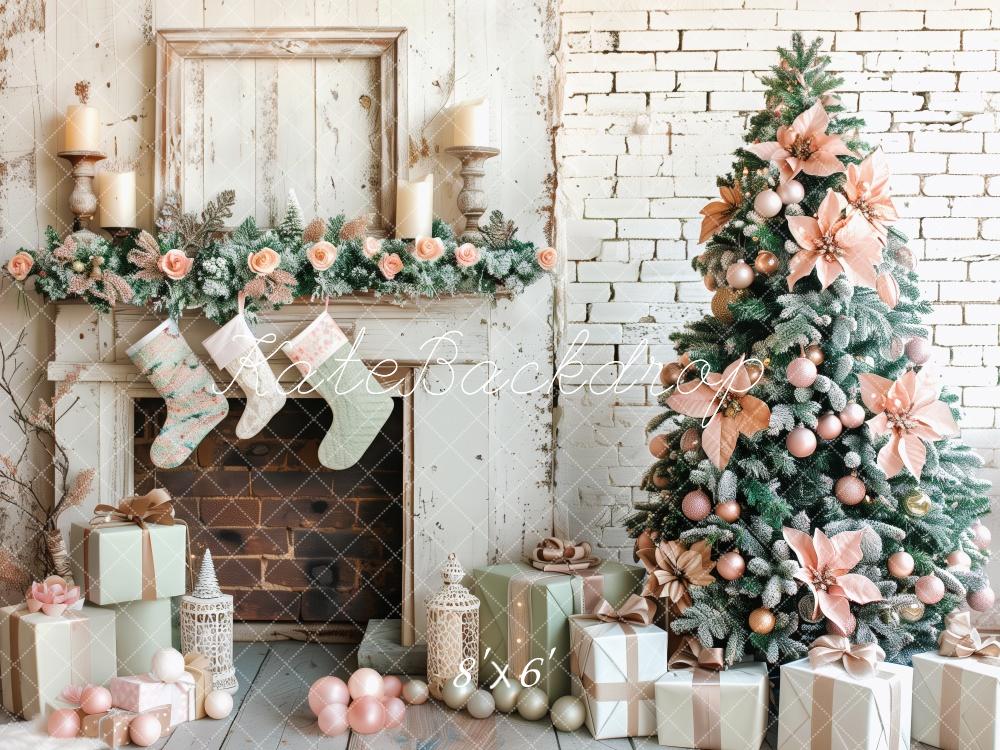 Kate Shabby Christmas Fireplace Backdrop Designed by Patty Roberts - Kate Backdrop AU