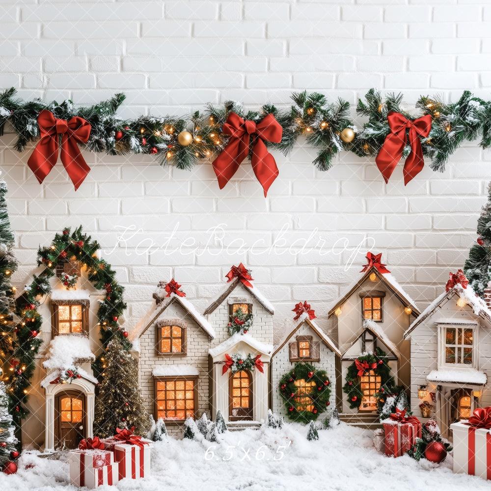 Kate Snowy Village Christmas Trees Backdrop Designed by Patty Roberts - Kate Backdrop AU