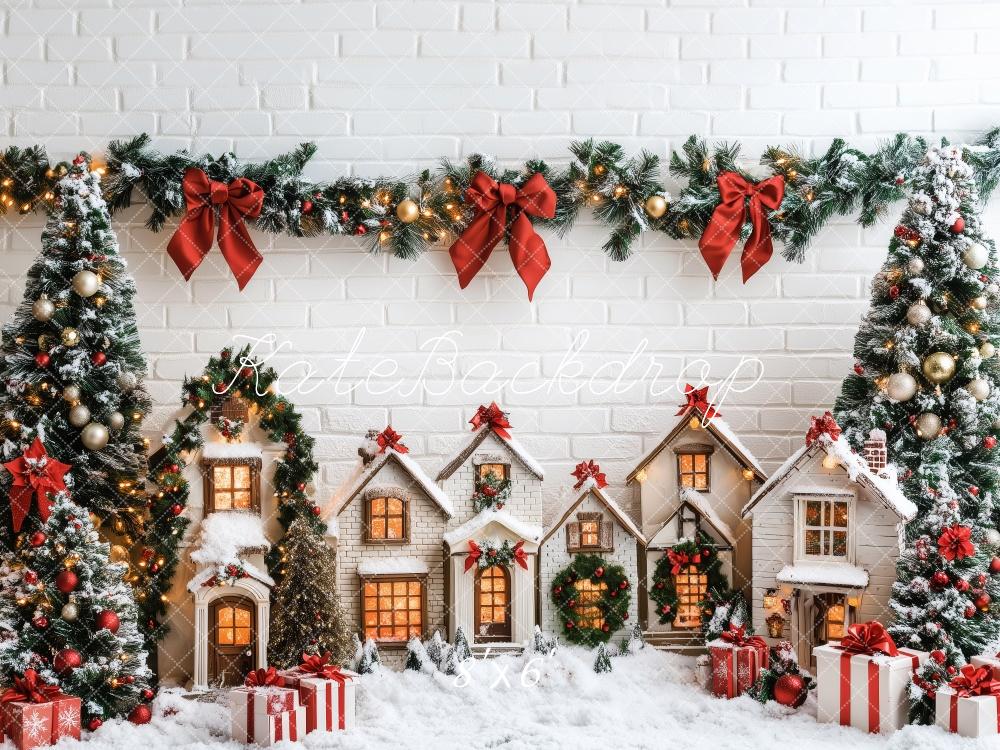 Kate Snowy Village Christmas Trees Backdrop Designed by Patty Roberts - Kate Backdrop AU