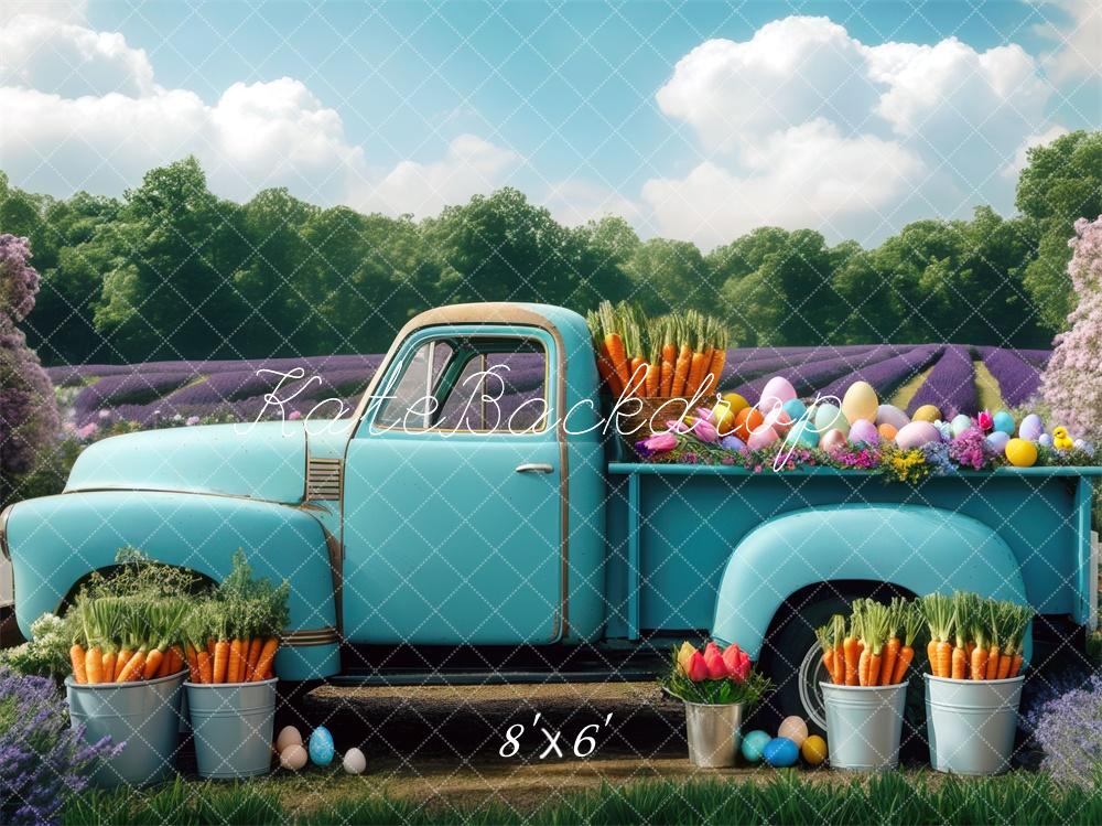 Kate Easter Teal Truck Backdrop Designed by Mini MakeBelieve - Kate Backdrop AU