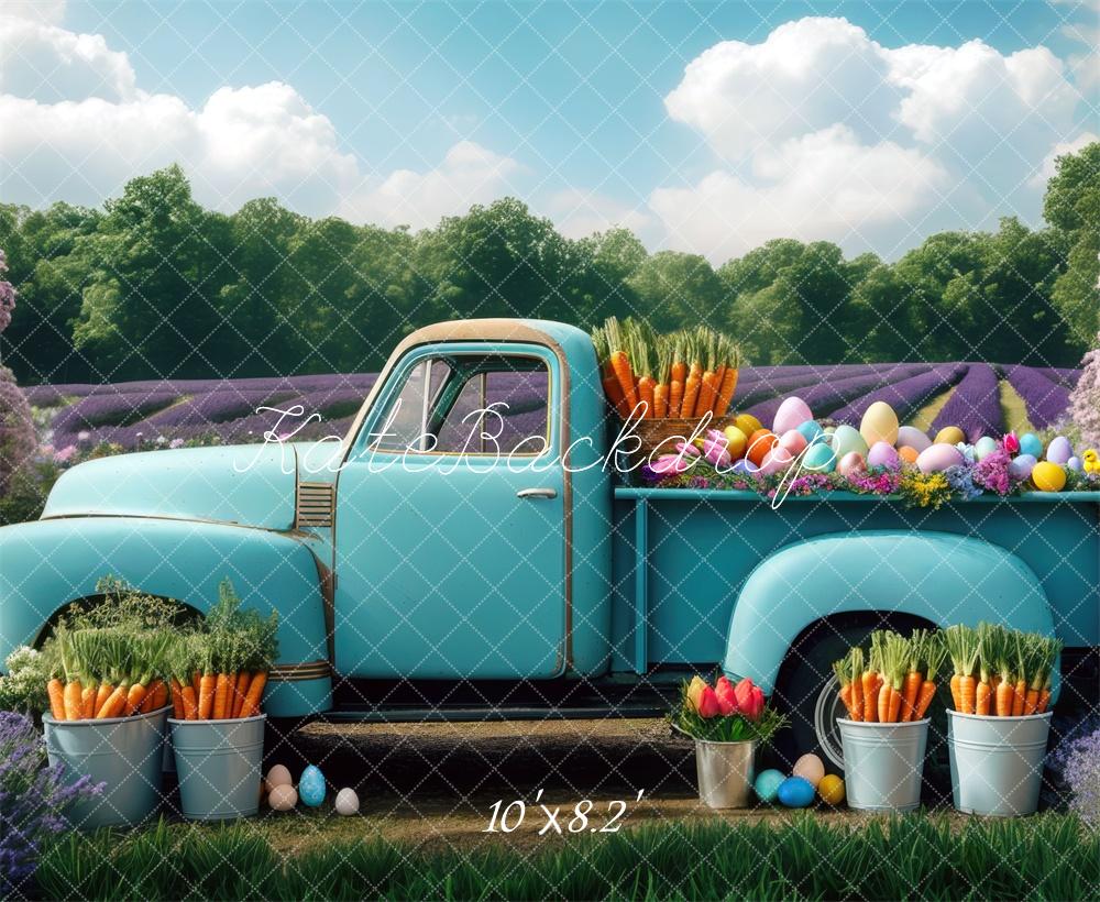 Kate Easter Teal Truck Backdrop Designed by Mini MakeBelieve - Kate Backdrop AU