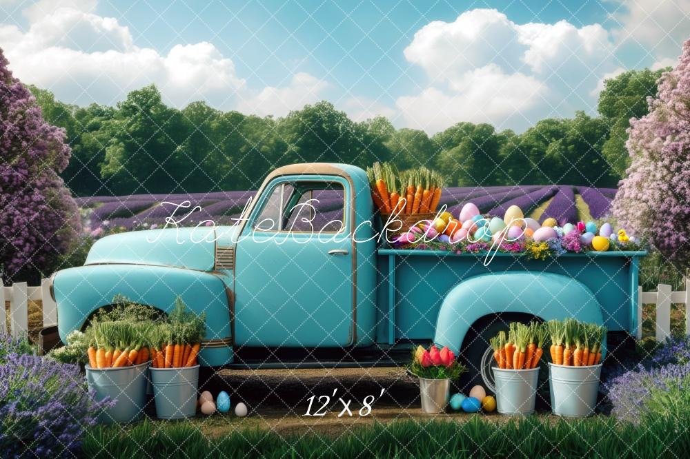 Kate Easter Teal Truck Backdrop Designed by Mini MakeBelieve - Kate Backdrop AU