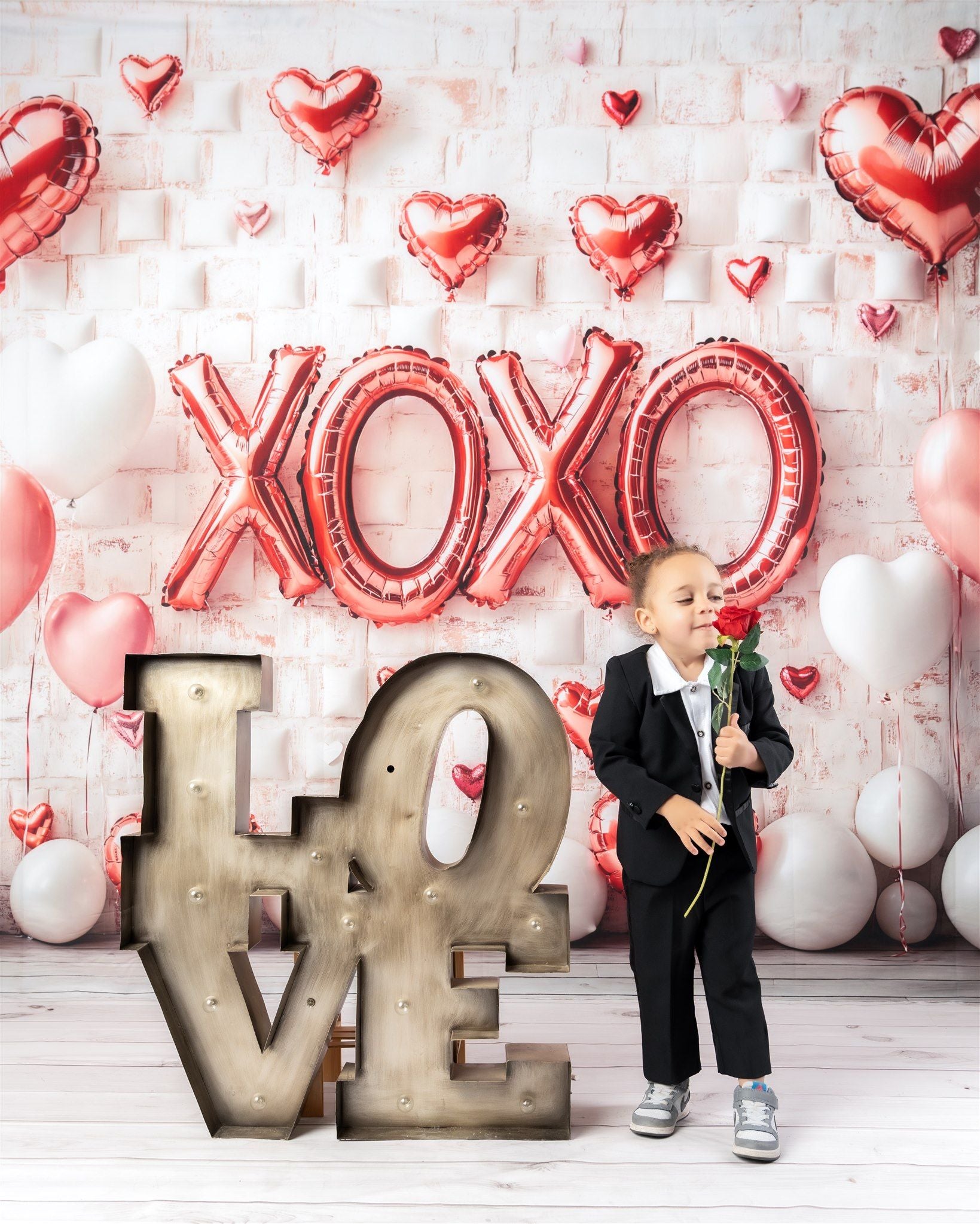 Kate Valentine's Day Pink Heart Balloon Backdrop Designed by Emetselch - Kate Backdrop AU