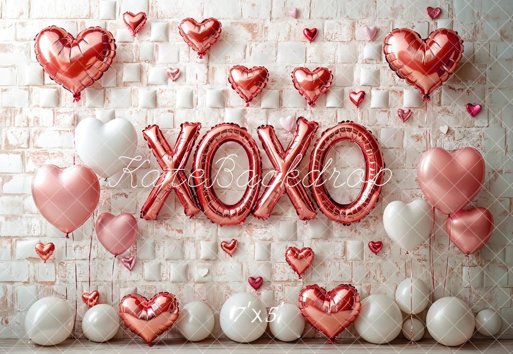 Kate Valentine's Day Pink Heart Balloon Backdrop Designed by Emetselch - Kate Backdrop AU