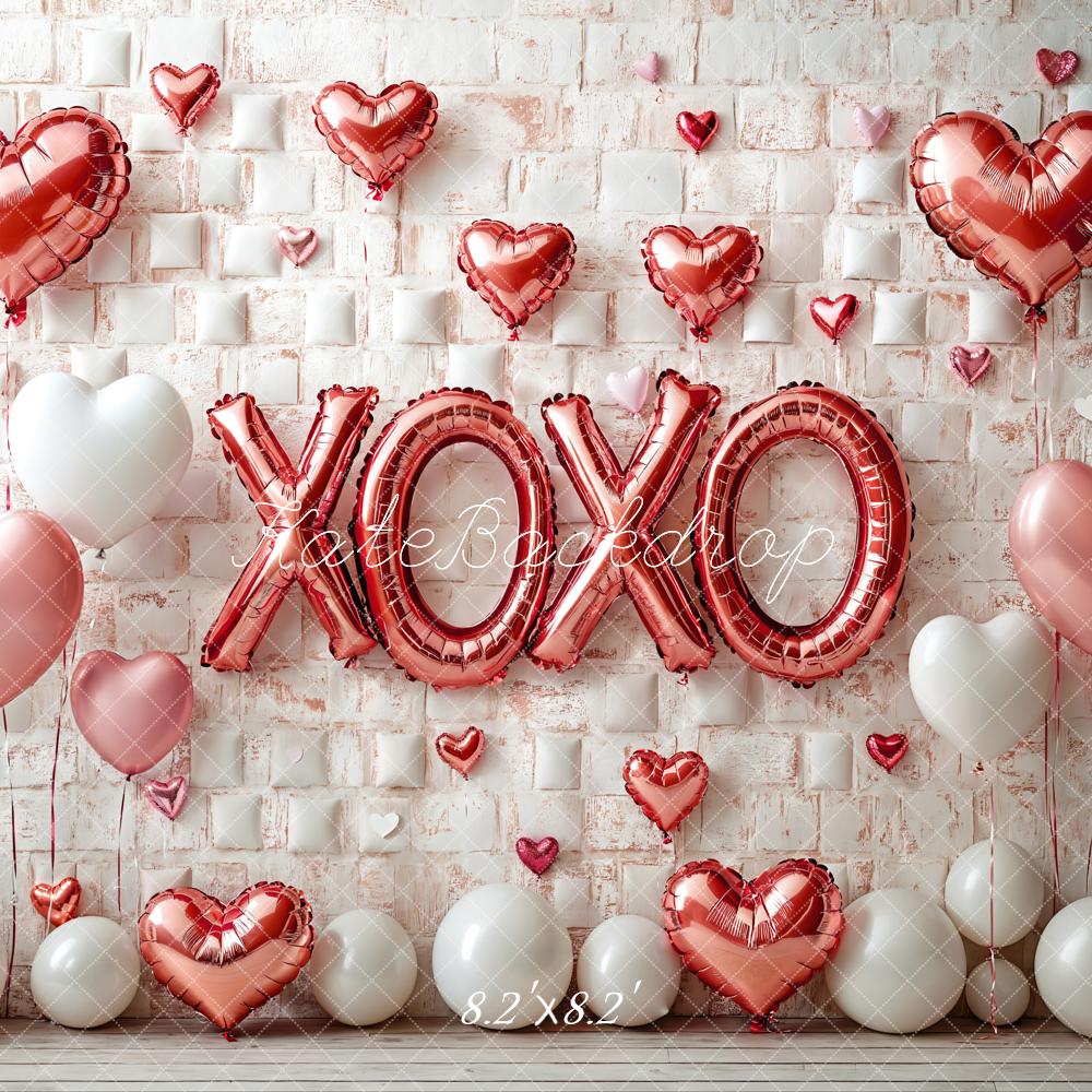 Kate Valentine's Day Pink Heart Balloon Backdrop Designed by Emetselch - Kate Backdrop AU