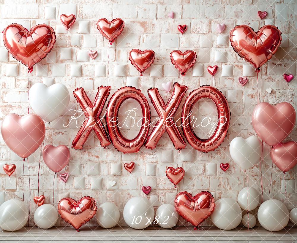 Kate Valentine's Day Pink Heart Balloon Backdrop Designed by Emetselch - Kate Backdrop AU