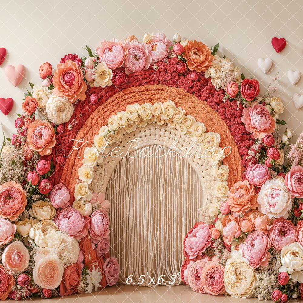 Kate Boho Floral Arch Heart Pink Backdrop Designed by Emetselch - Kate Backdrop AU