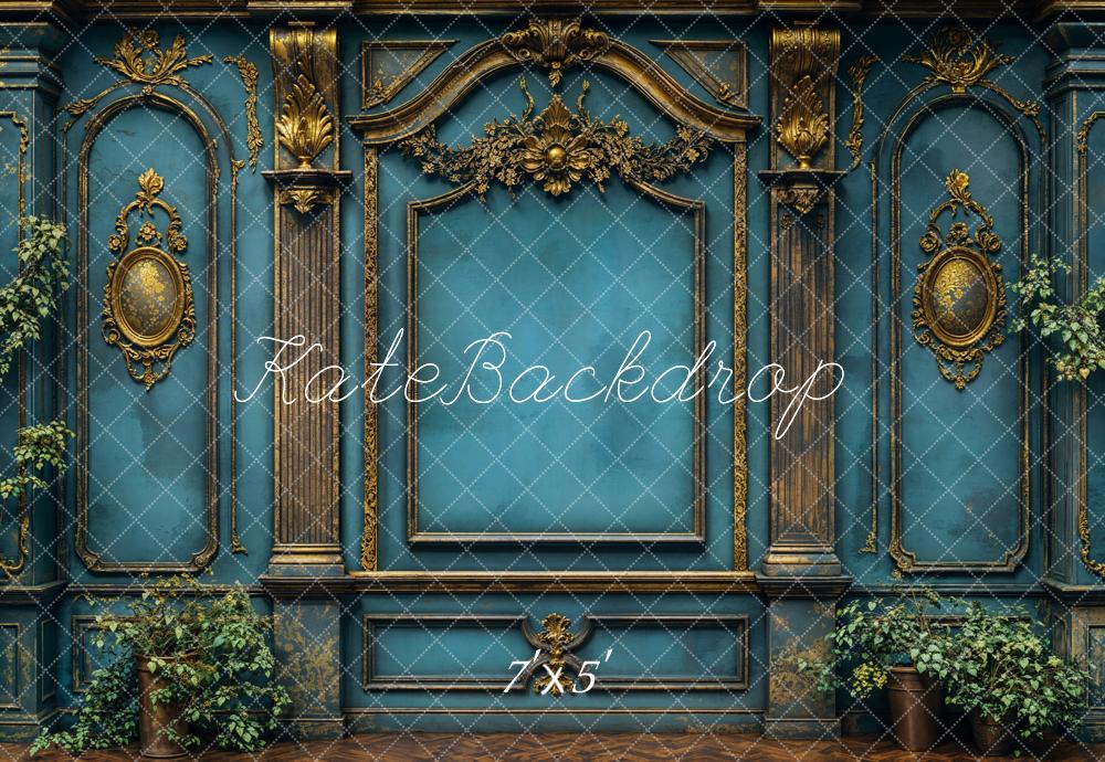 Kate Vintage Wall Elegant Blue Backdrop Designed by Emetselch - Kate Backdrop AU