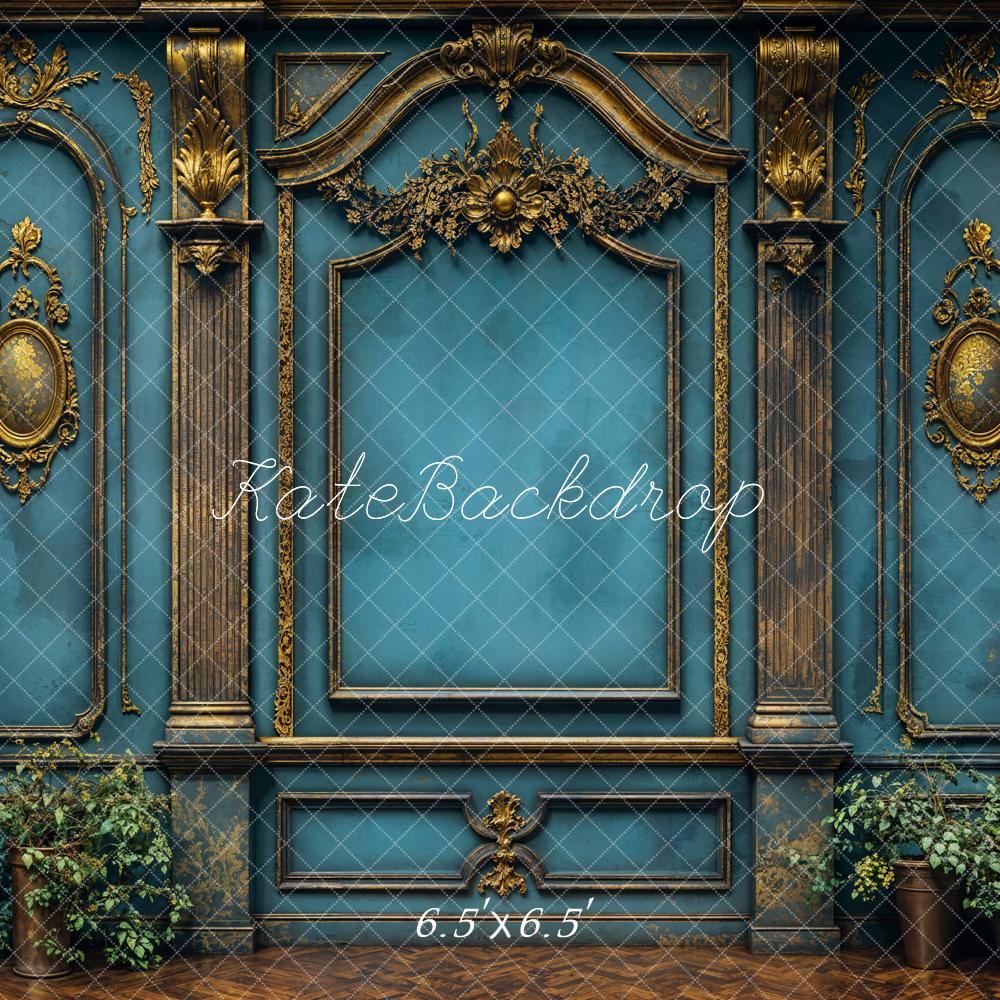 Kate Vintage Wall Elegant Blue Backdrop Designed by Emetselch - Kate Backdrop AU