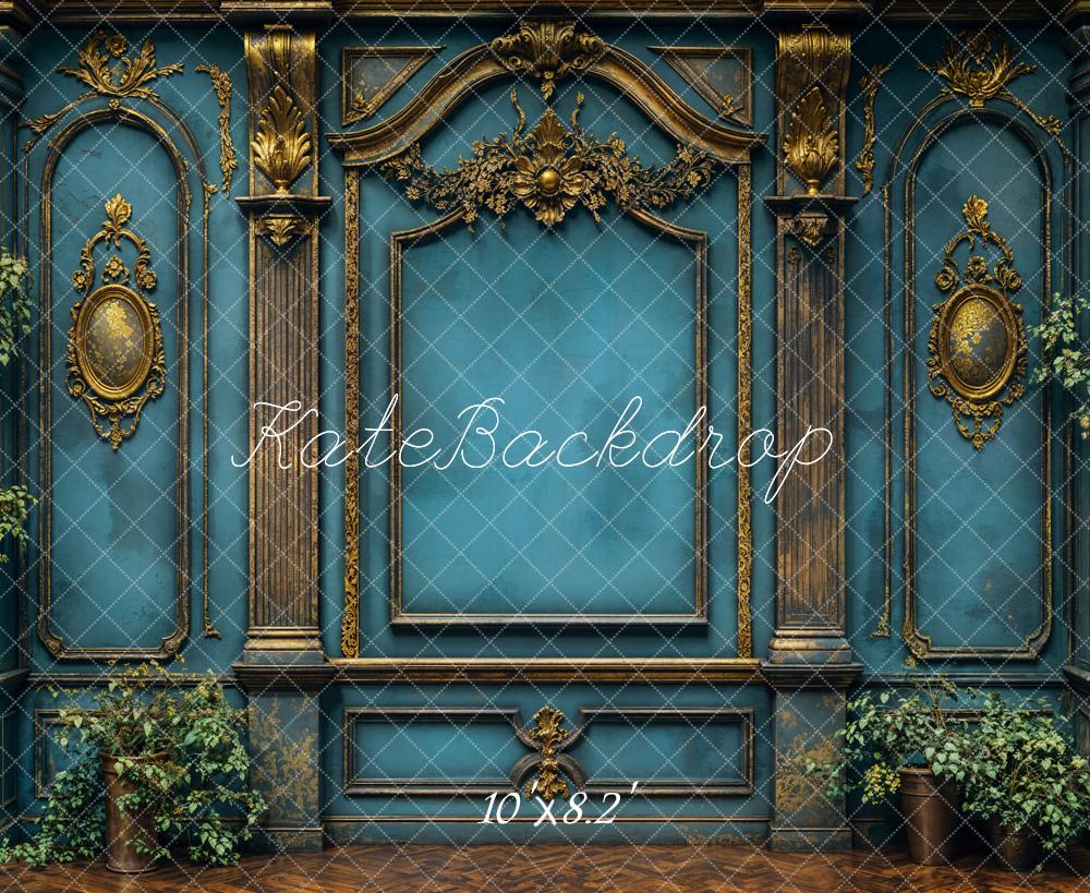 Kate Vintage Wall Elegant Blue Backdrop Designed by Emetselch - Kate Backdrop AU