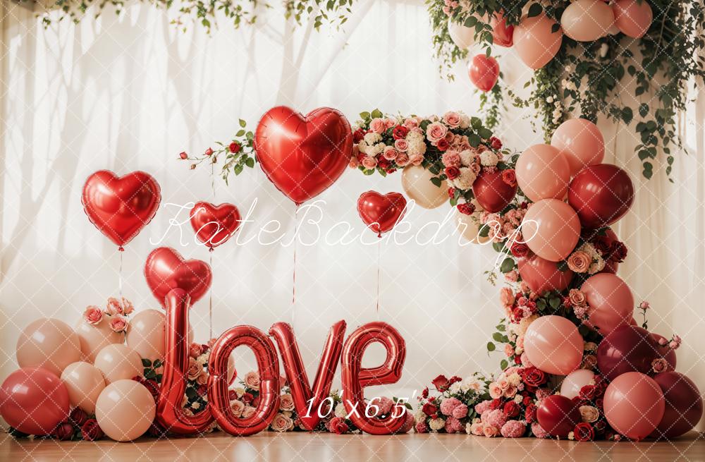 Kate Valentine's Day Love Balloon Flower Arch Backdrop Designed by Emetselch - Kate Backdrop AU