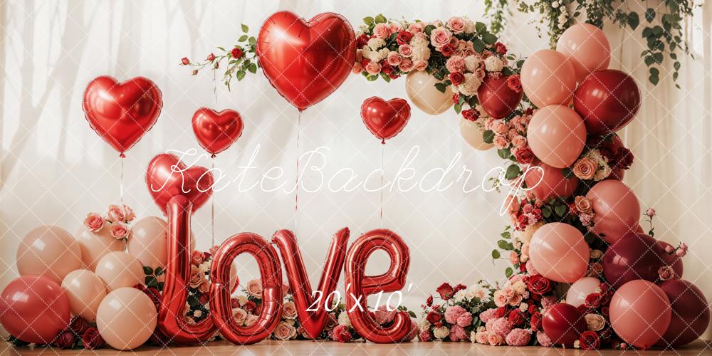 Kate Valentine's Day Love Balloon Flower Arch Backdrop Designed by Emetselch - Kate Backdrop AU