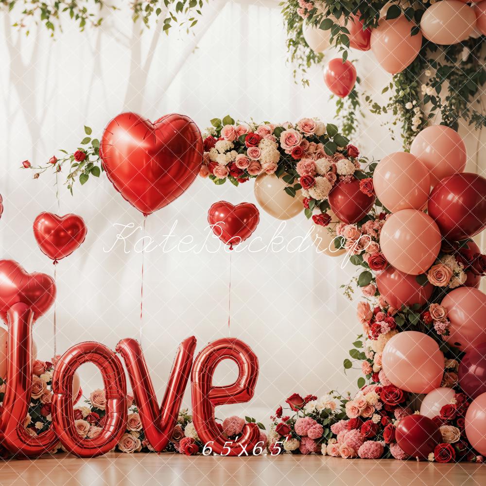 Kate Valentine's Day Love Balloon Flower Arch Backdrop Designed by Emetselch - Kate Backdrop AU