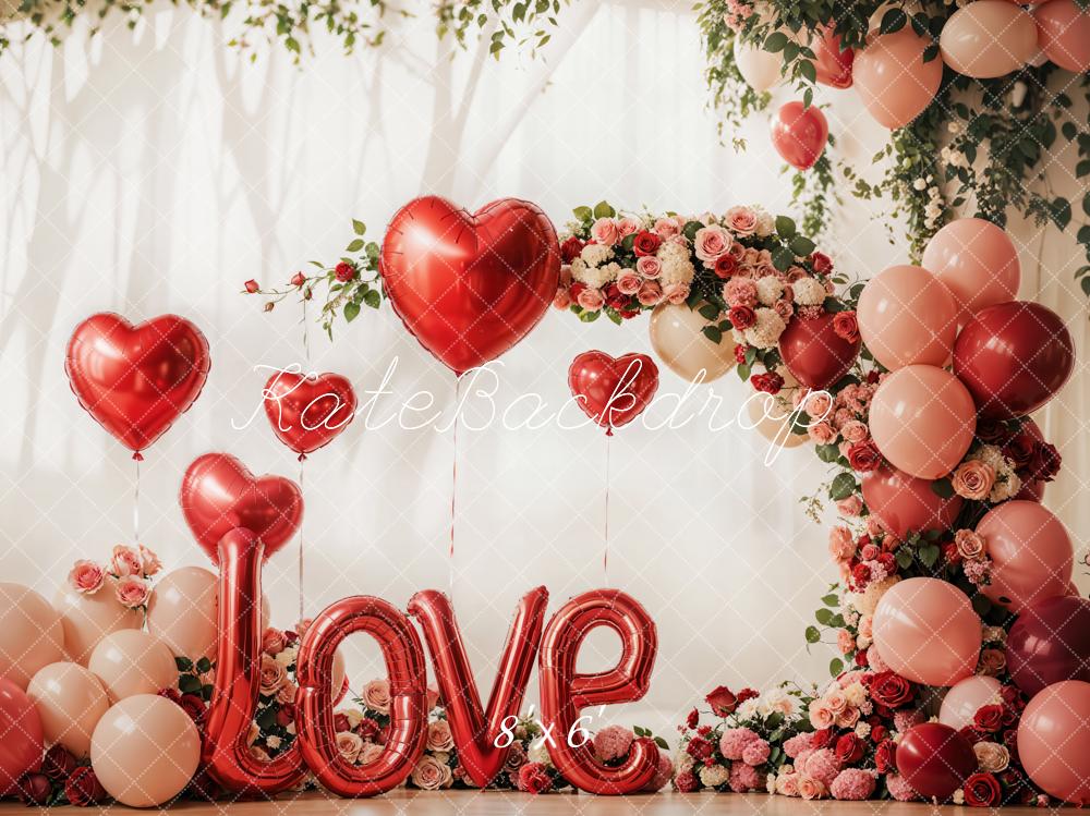 Kate Valentine's Day Love Balloon Flower Arch Backdrop Designed by Emetselch - Kate Backdrop AU