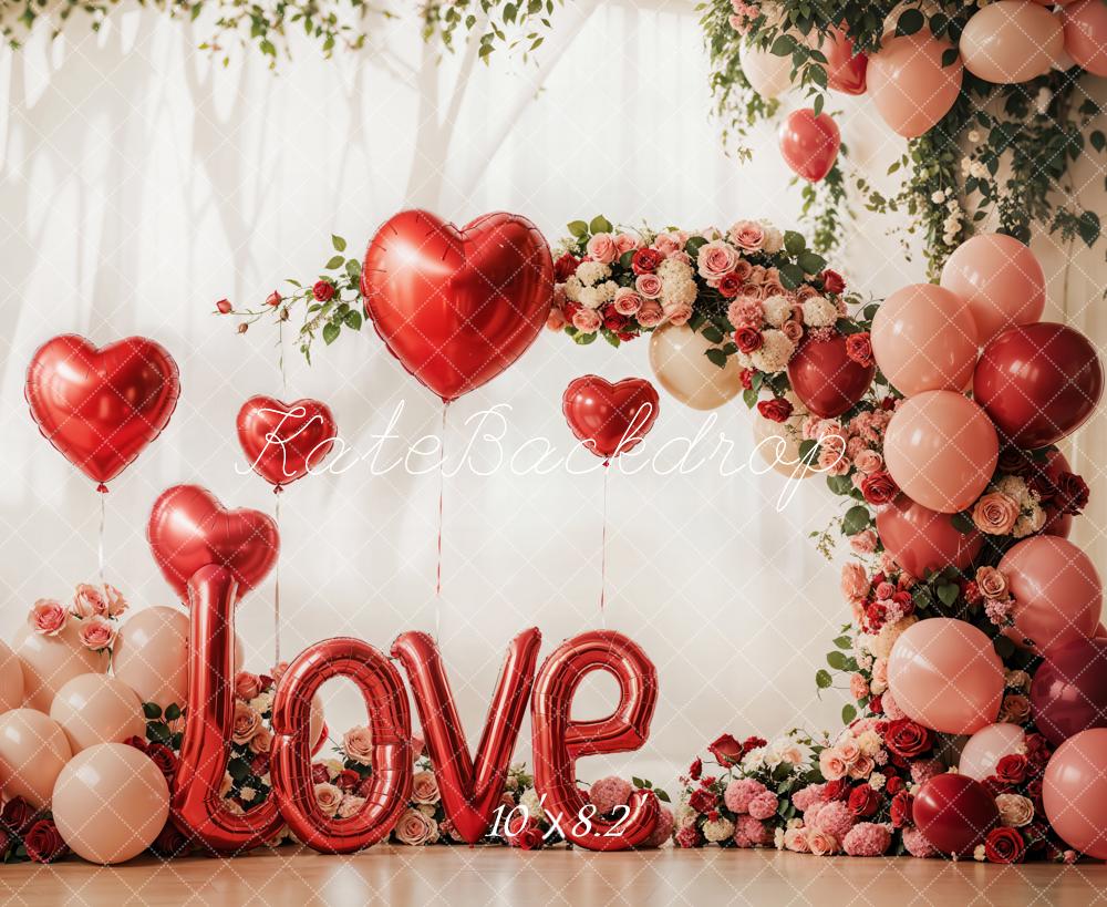Kate Valentine's Day Love Balloon Flower Arch Backdrop Designed by Emetselch - Kate Backdrop AU