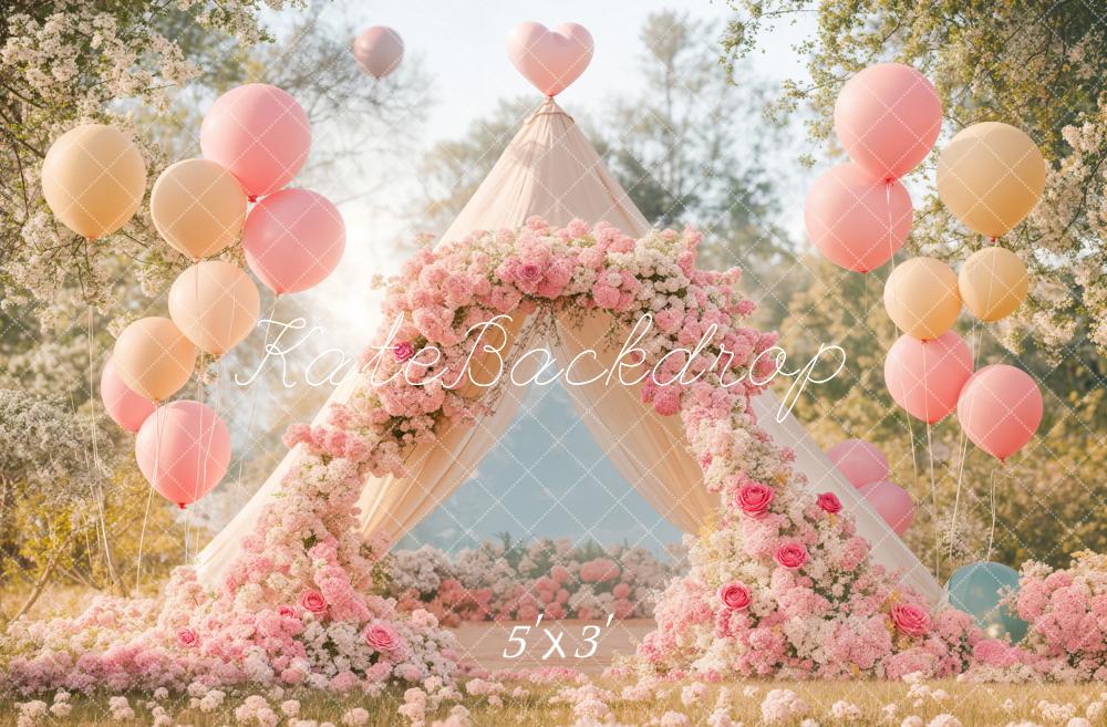 Kate Spring Flower Balloon Tent Backdrop Designed by Emetselch - Kate Backdrop AU