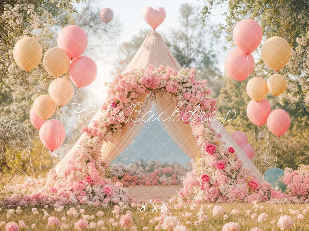 Kate Spring Flower Balloon Tent Backdrop Designed by Emetselch - Kate Backdrop AU