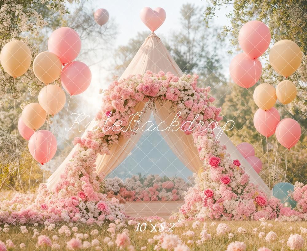 Kate Spring Flower Balloon Tent Backdrop Designed by Emetselch - Kate Backdrop AU