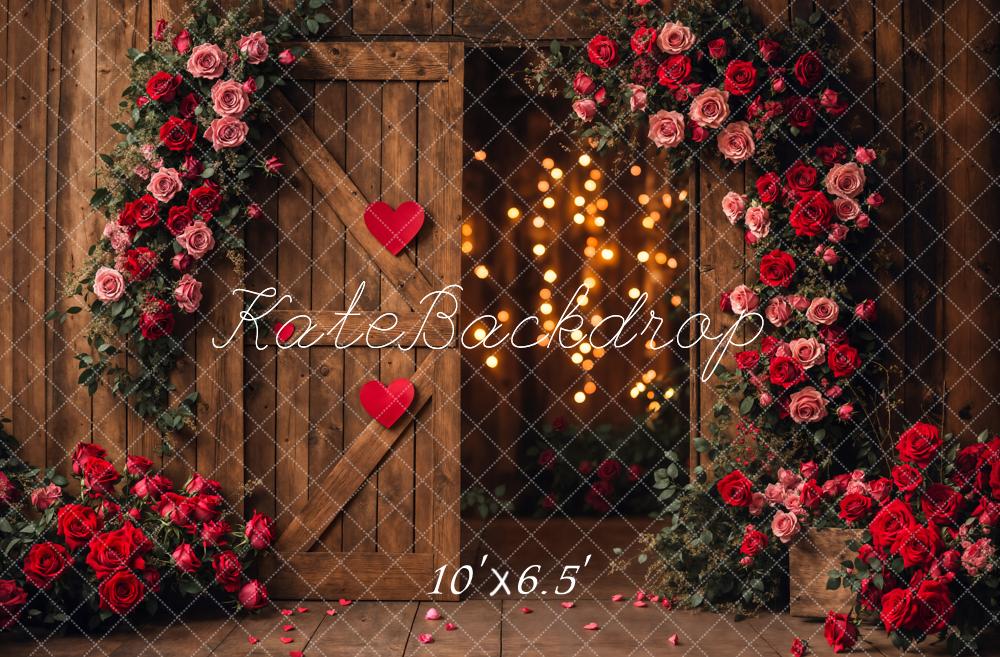 Kate Valentine's Day Flower Barn Door Backdrop Designed by Emetselch - Kate Backdrop AU