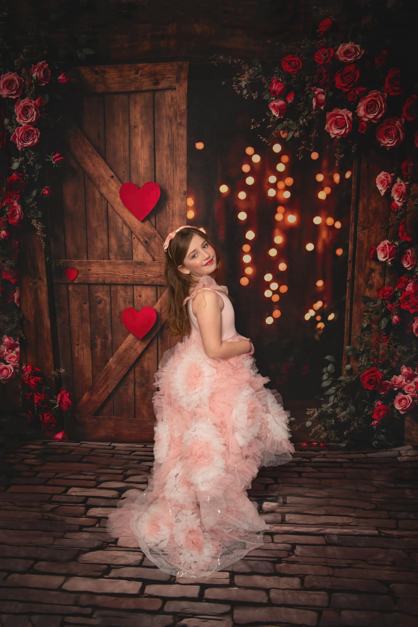 Kate Valentine's Day Flower Barn Door Backdrop Designed by Emetselch - Kate Backdrop AU
