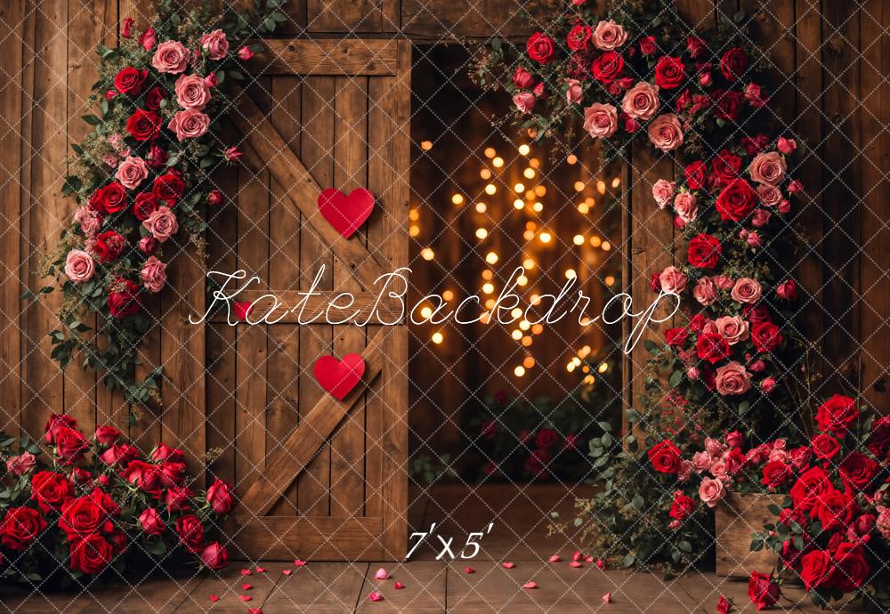 Kate Valentine's Day Flower Barn Door Backdrop Designed by Emetselch - Kate Backdrop AU